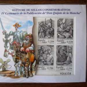 Sellos de Correos IV Centenario de Don Quijote, ilustrados por Mingote, 2005