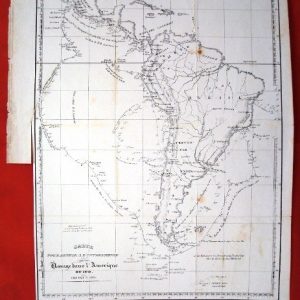 1822 Mapa francés América del Sur, rutas marítimas