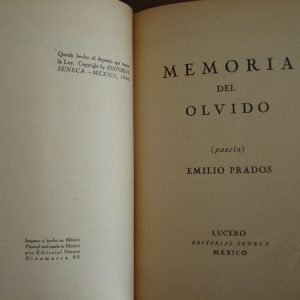 1940 Emilio Prados, Memoria del olvido, poesía