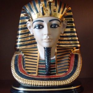 Head of Pharaoh Tutankhamun, porcelain and gold, Nadal
