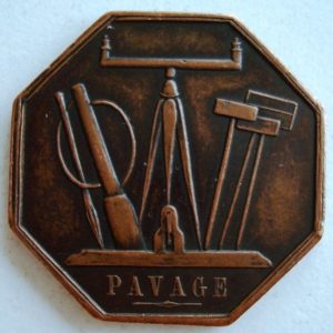 Medalla francesa -Pavage-, en bronce, tipo maestra, año 1810