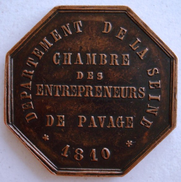 1810 Medalla francesa -Pavage-, en bronce, tipo maestra