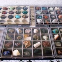 Collection of 64 minerals and 15 Gems, container boxes and folders