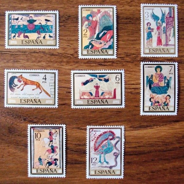 Correos España: sellos serie completa Códices (8 sellos) 1975