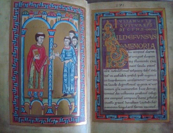 De Virginitate Sanctae Mariae: Ildefonso da Toledo, códice Parma Ildefonsus, San Ildefonso. c. 1100 *****