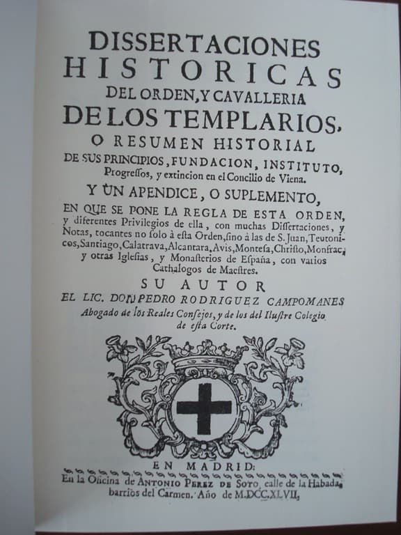 Historia de los Templarios, Pedro Rodríguez Campomanes, 1747 - Imagen 2