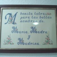 Picture "Maria" with cross stitch embroidery