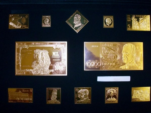 Valores Reales, sellos de Correos y billetes españoles en plata y oro
