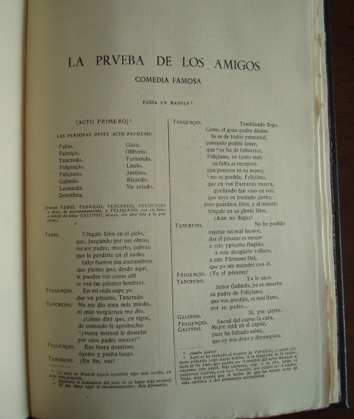 La prueba de los amigos, comedia famosa, de Lope de Vega, 1604