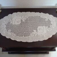 Handmade crochet white oval cloth