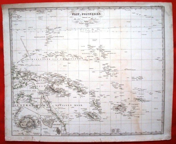 1858 Mapa de la Polinesia, por Hermann Berghaus