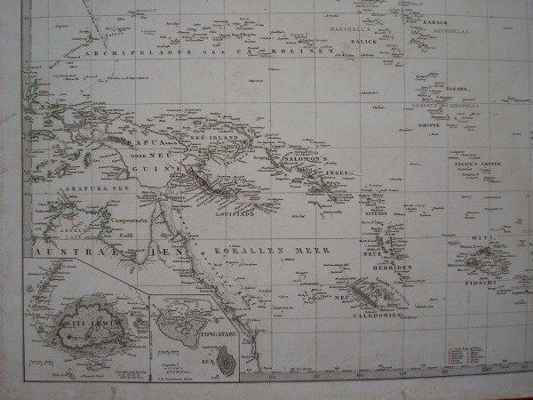 1858 Mapa de la Polinesia, por Hermann Berghaus