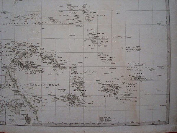 1858 Mapa de la Polinesia, por Hermann Berghaus