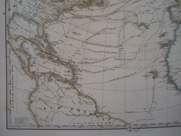 1865 Mapa Océano Atlántico Norte, de Adolf Stieler
