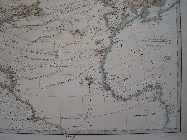 1865 Mapa Océano Atlántico Norte, de Adolf Stieler