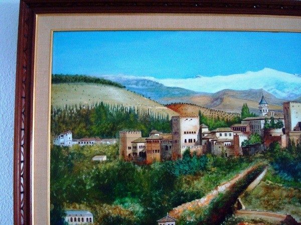 F. R. Yáñez, La Alhambra, Granada, pintura al óleo original, 1988