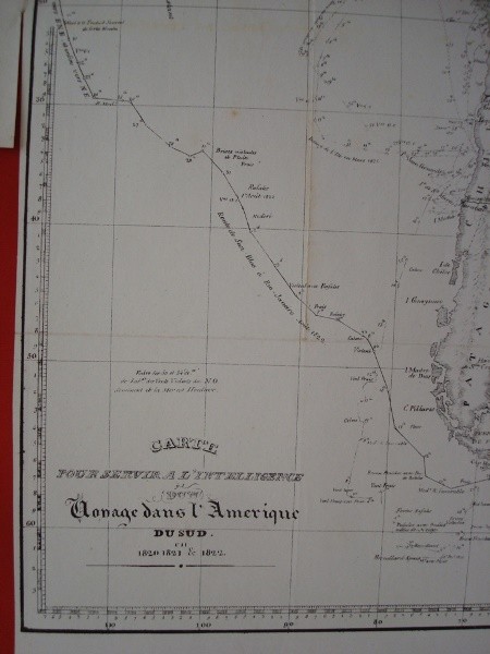 1822 Mapa francés América del Sur, rutas marítimas