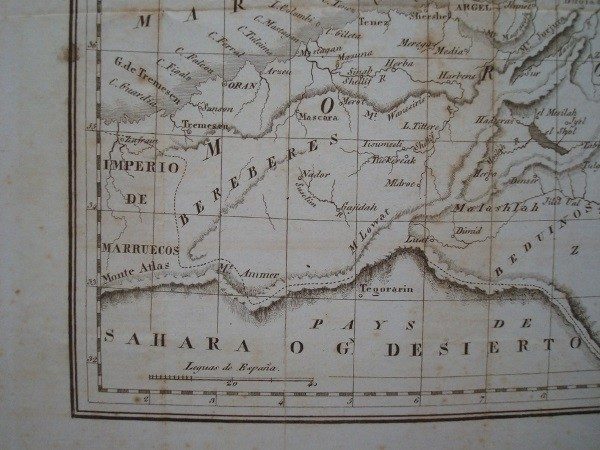 1830 Mapa del reino de Argel, A. M. Perrot