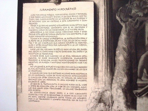 Hermógenes Pardos, Juramento Hipocrático, grabado original