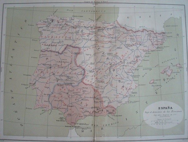 1877 Map of Spain under the Romans
