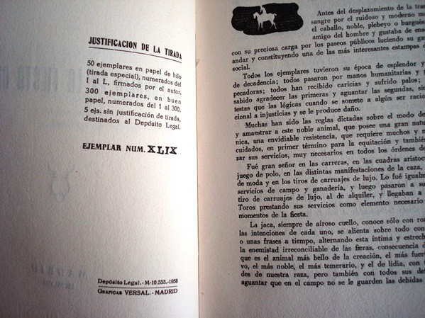 1958 Conde de Colombí, El caballo en la fiesta de toros