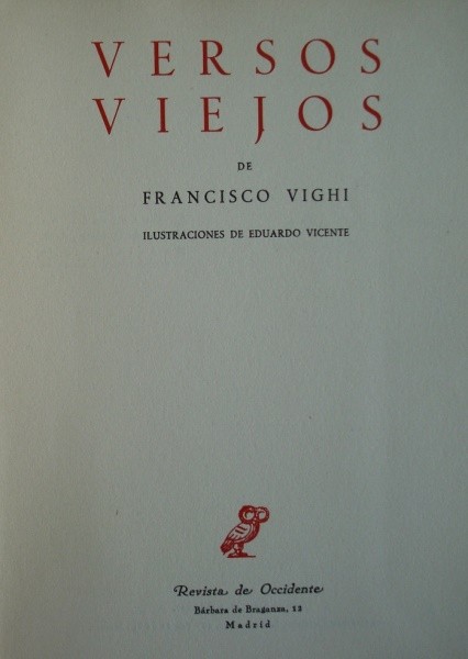 1959 Francisco Vighi, Versos viejos, edición ilustrada y numerada