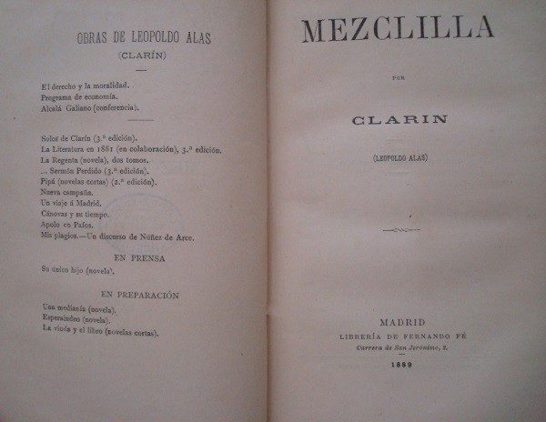 1889 Leopoldo Alas Clarin, Denim (criticism and satire) - Image 3
