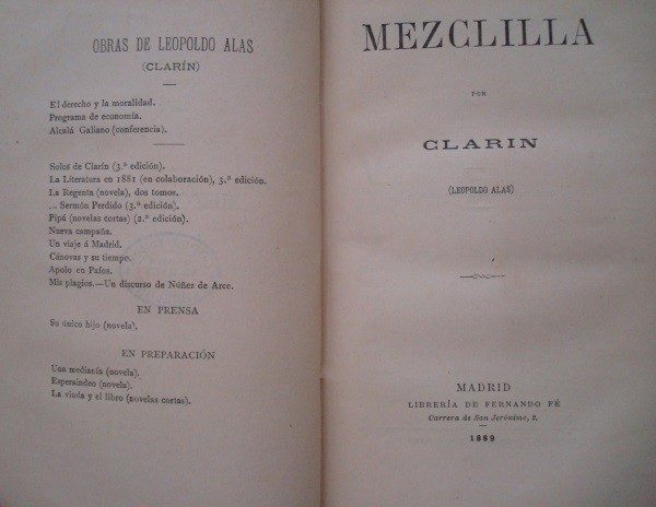 1889 Leopoldo Alas Clarín, Mezclilla (crítica y sátira)