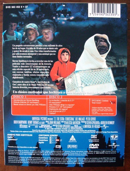 E.T. el extraterrestre, edición especial 2002, DVD