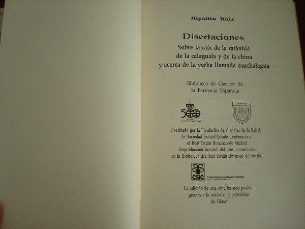 Disertaciones sobre la raíz de la ratánhia..., Hipólito Ruiz, 1796