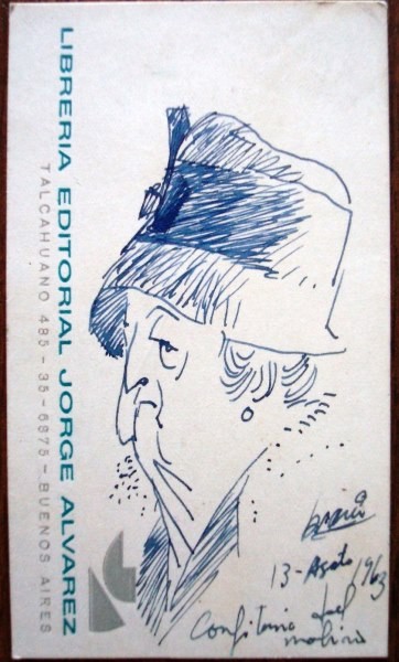 Alberto Breccia, retrato de dama en una tarjeta, 1963