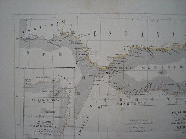 1852 Mapa Posesiones españolas en África, Atlas de Bachiller