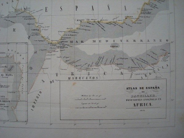 1852 Mapa Posesiones españolas en África, Atlas de Bachiller