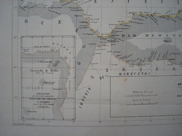 1852 Mapa Posesiones españolas en África, Atlas de Bachiller