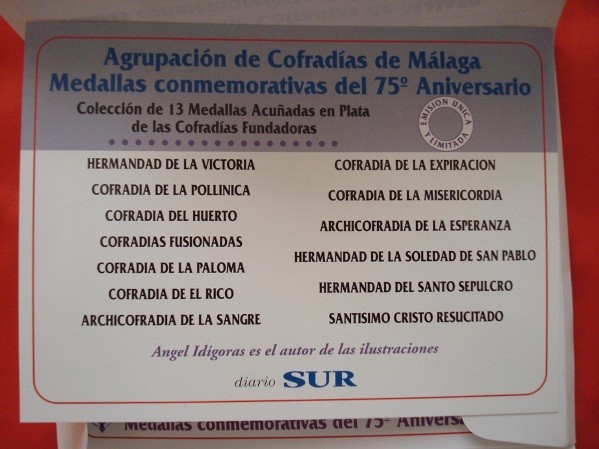 Cofradías de Málaga (I), 13 medallas plata, 1996