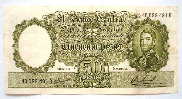 1983 Billete de 50 pesos de Argentina