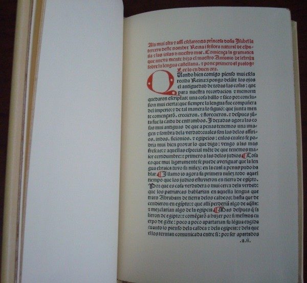 Gramática Castellana, de Antonio de Nebrija, incunable de 1492 (Número 1)