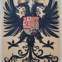 Real banner of Carlos I of Spain and V of Germany, chromolithography 1877