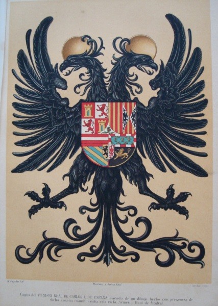Pendón Real de Carlos I de España y V de Alemania, cromolitografía de 1877
