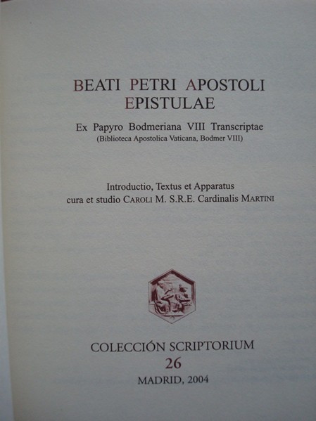 Libro estudio del Papiro Bodmer VIII, Epístolas de San Pedro, s. III y IV