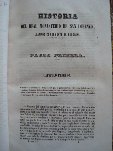 1849 Historia del Real Monasterio de El Escorial, José Quevedo