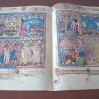 2-page natural parchment sheet of The Bible of the Crusaders