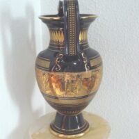 Greek porcelain and 24K gold vase (large) - Image 3