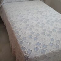 White handmade crochet bedspread for bed 105