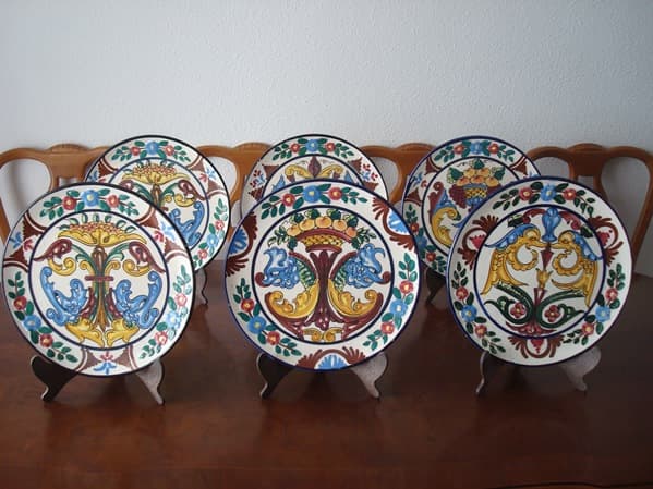 Juego de 6 platos de cer mica granadina firmados