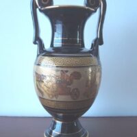 Jarrón griego de porcelana y oro 24K (mediano)